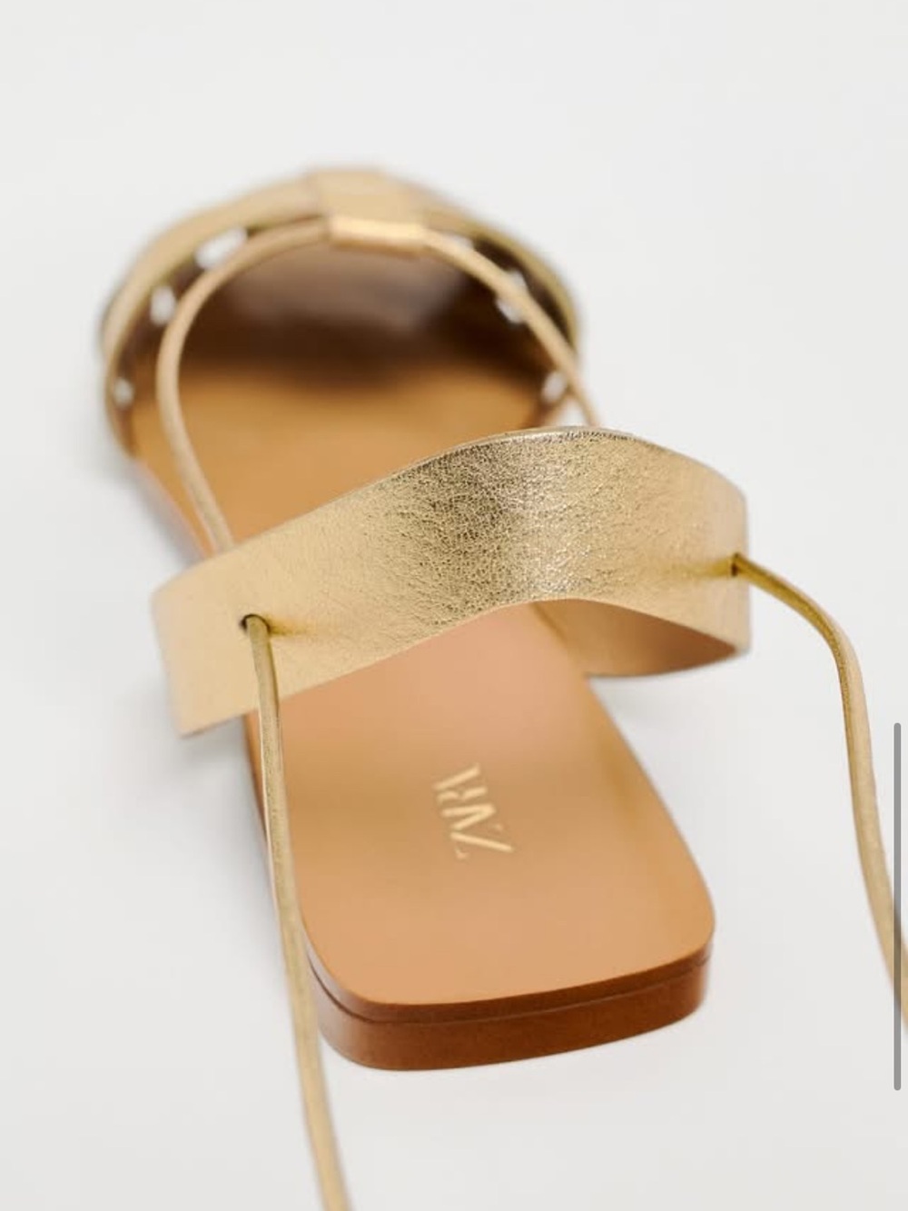 Zara Gold Woven Leather Slingback Sandals - Picture 3 of 4